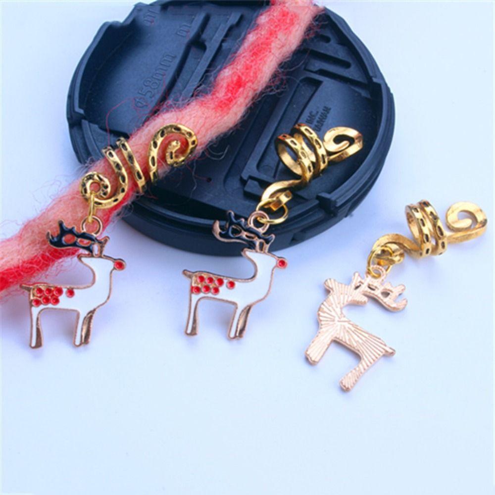 

3 шт. Спиральная заколка для волос Дреды Бусина Золотой цвет Трубочки для плетения волос Рождественское кольцо для волос 1