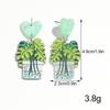 Cute Acrylic Flower Vase Pendant Earrings for Women Creative Chemical Plant Test Tube Beaker Drop Earring Trendy Jewelry Gift