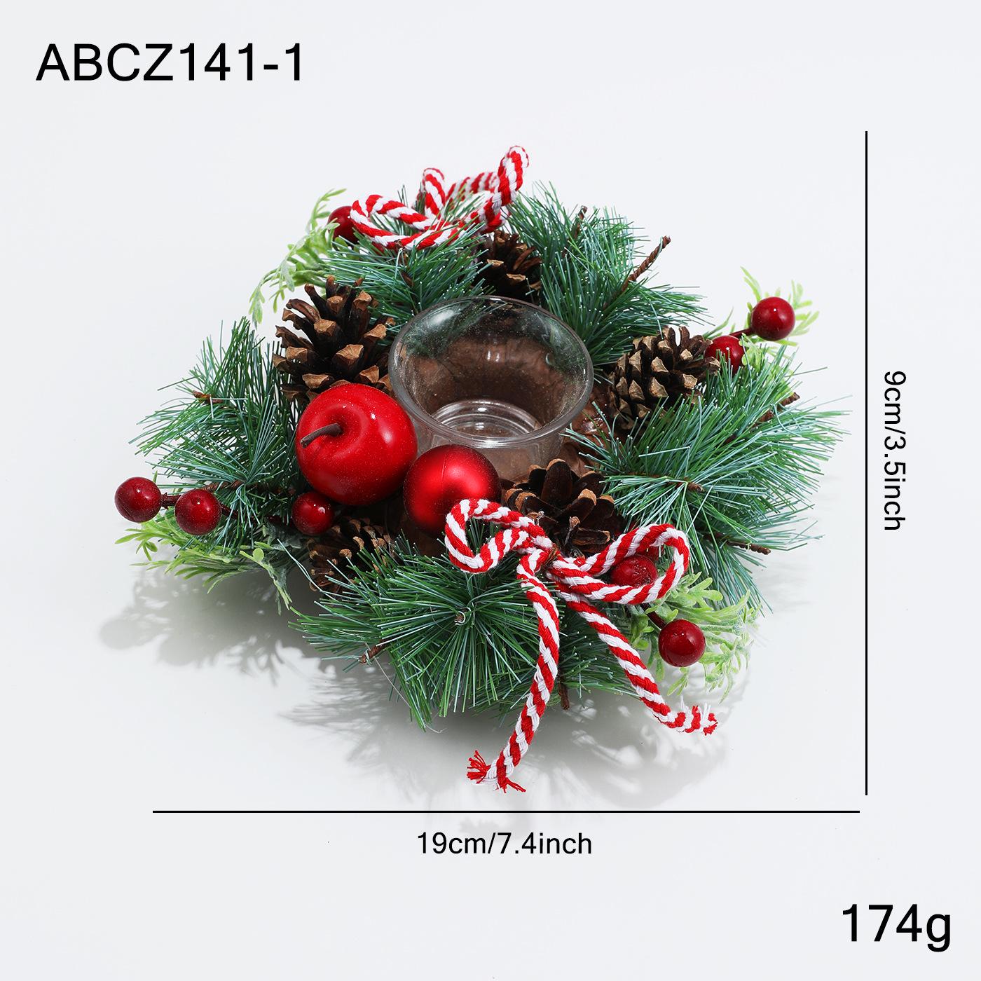 

Retro Wooden Pine Cone & Red Berry Christmas Wreath with Candlestick