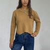 Women's Retro Plaid Knitwear: Round Neck Long Sleeve Cardigan with Metal Chain
