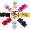 Barn Baby Girl Paljett Spets Bowknot Hårband Blinkande Turban Pannband Pannband