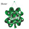 Weather Resistant Wood Sign St. Patrick's Day Wooden Door Sign, Luck Clover Green Hat Themed Hanging Outdoor Waterproof Holiday Plaque, Decorative