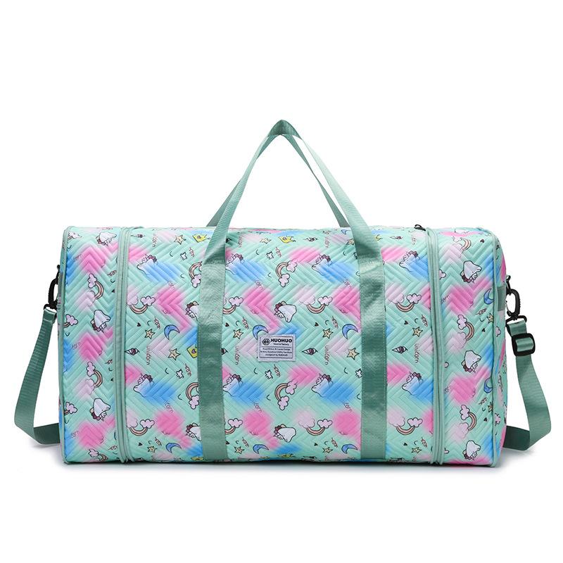 Neue Sport-Kurzstrecken-Reisetasche Trocken- und Nassseparation faltbare Handtasche Damenmode bedruckte erweiterbare Fitness-Tasche