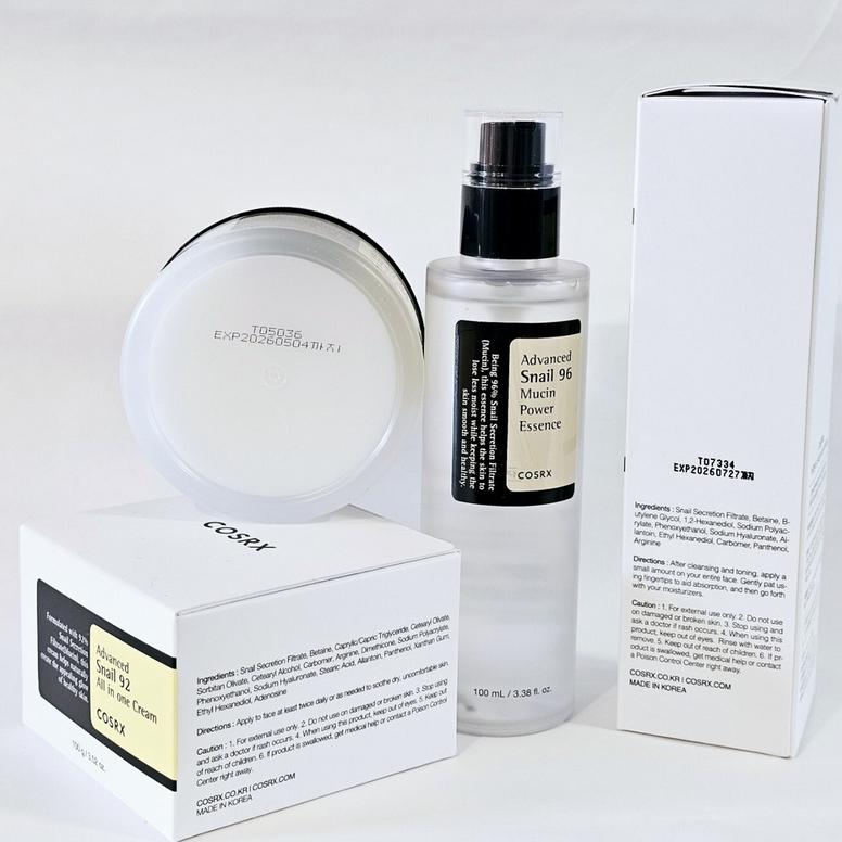 COSRX Snail 96 Mucin Power Essence 100ml + Snail 92 All In One Creme 100g SET/ Feuchtigkeitsspendend, Koreanische Kosmetik, Kbeauty