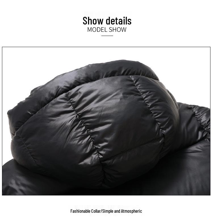 Men's and Women's Black and Gold Hooded Long Down Jacket - Thickened for Cold Protection