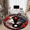 1PC Wolf Yin Yang Roses Design Office Round Rug, Non Slip, Soft and Durable Office Rug for Interior Decoration, Perfect for Office