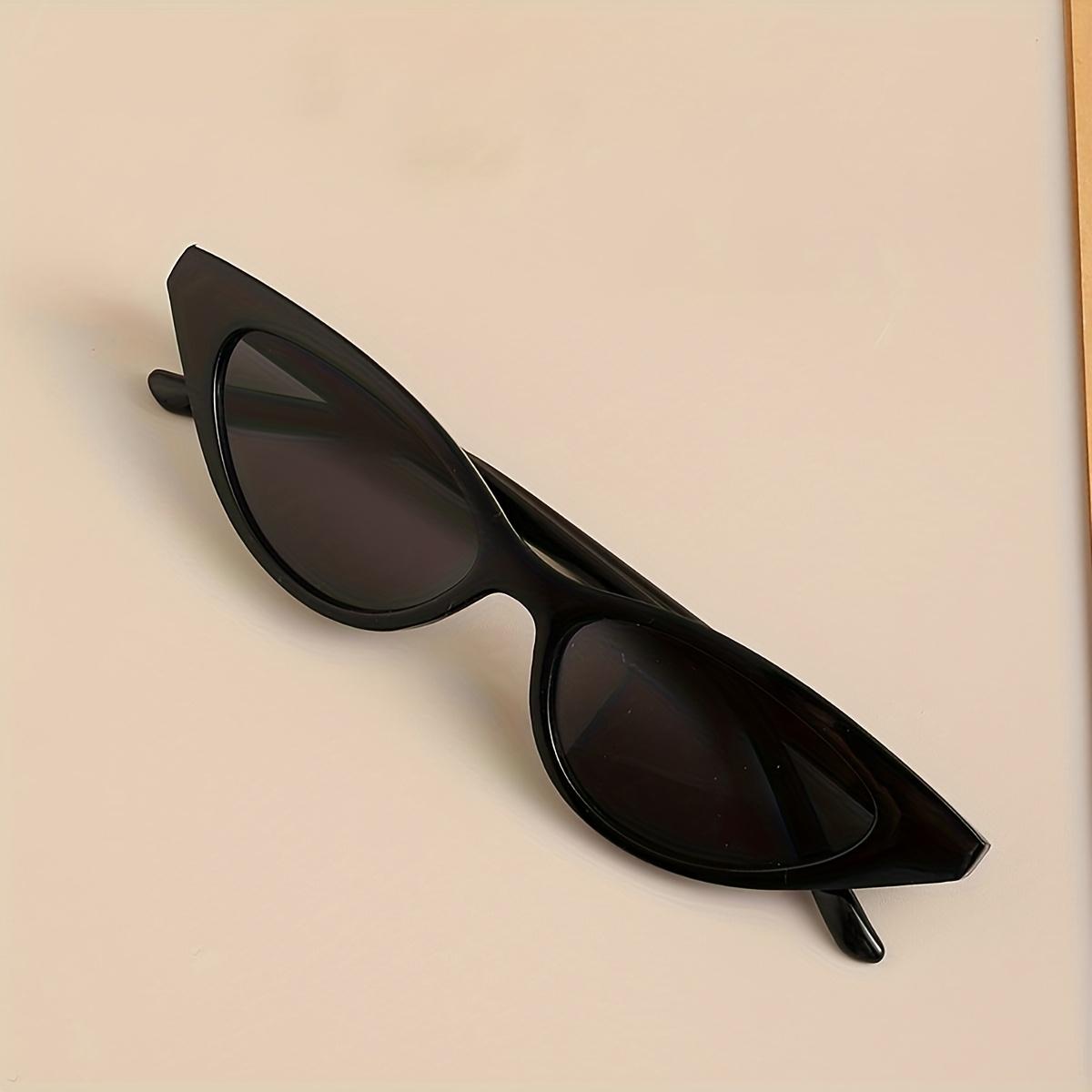 Małe Damskie Okulary Przeciwsłoneczne Kocie Oko Urocze Cienkie Okulary Kocie Oko Retro Vintage Wąskie Okulary Kocie Oko black