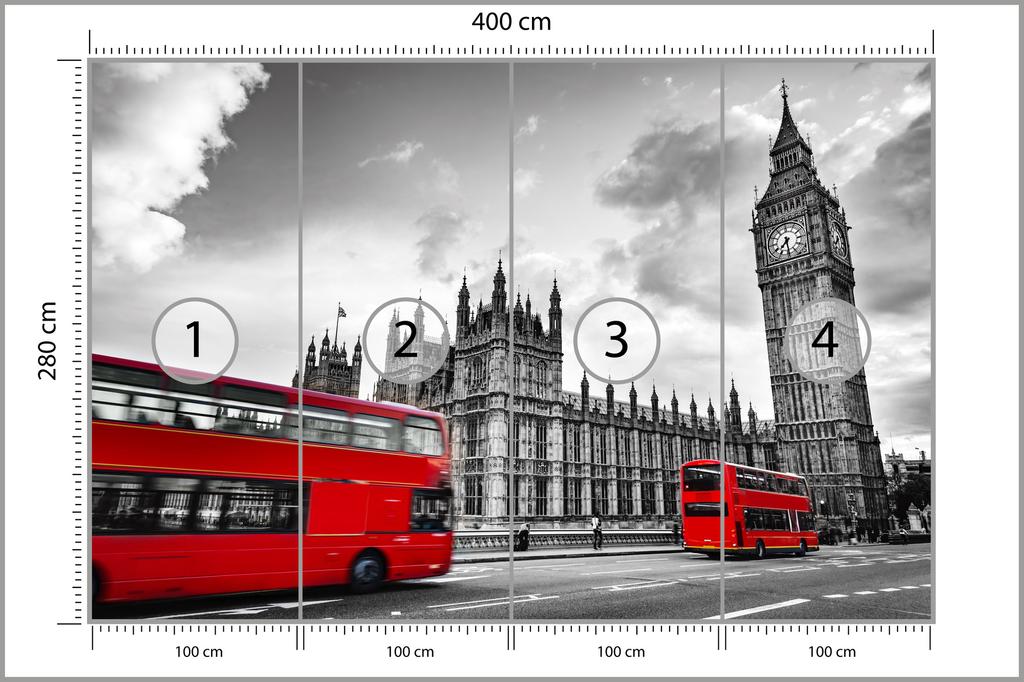 Photomural London Black And White  Structural Vinyl 400x280