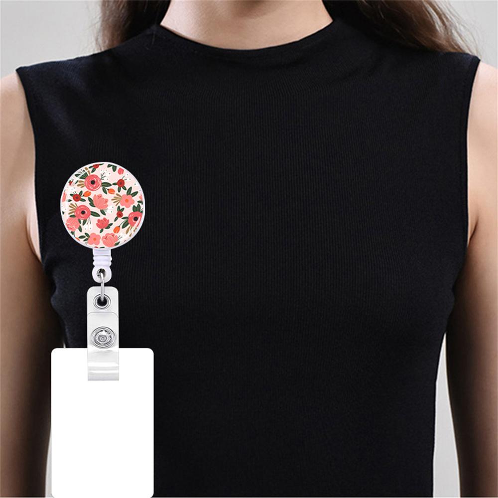 Flower Succulents Retractable Badge Reel Lanyards Id Name Card Badge Holder Nurse Student Employee Card Alligator Clip Supplies