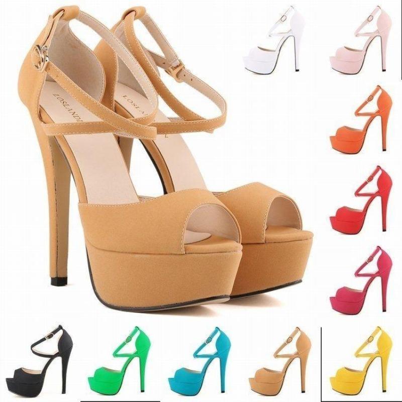 Rome Style Women Sexy Open Toes Sandals Thin Heels Platform High Heels Pumps Summer Shoes Stilettoes Suede Shoe