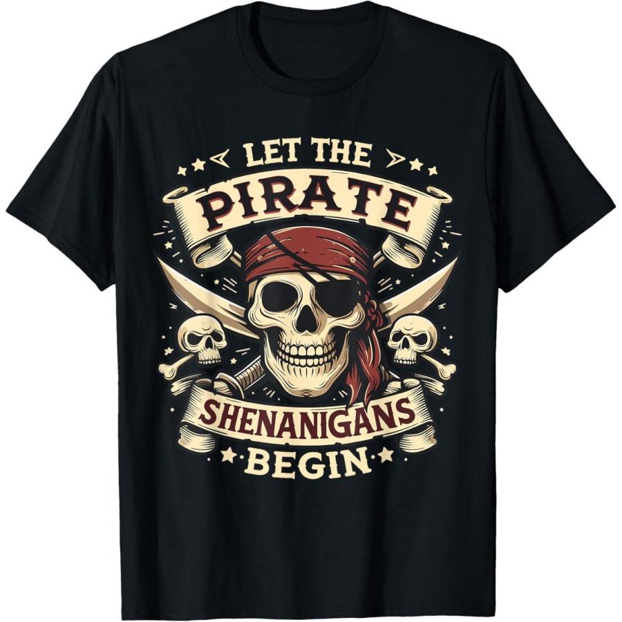 Skull Let The Pirate Shenanigans Begin Halloween T-Shirt XXXXXL чёрный