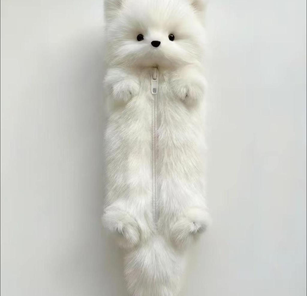 Cute Little Fox Plush Pencil Case - Soft and Adorable Stationery Storage for Students