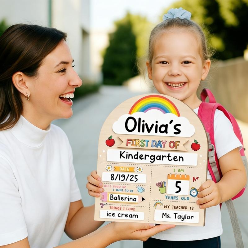 Beginning Day Of Education Sign Wooden Writing Panel For Kindergarten Preschool And Primary Kids With Marker Included
