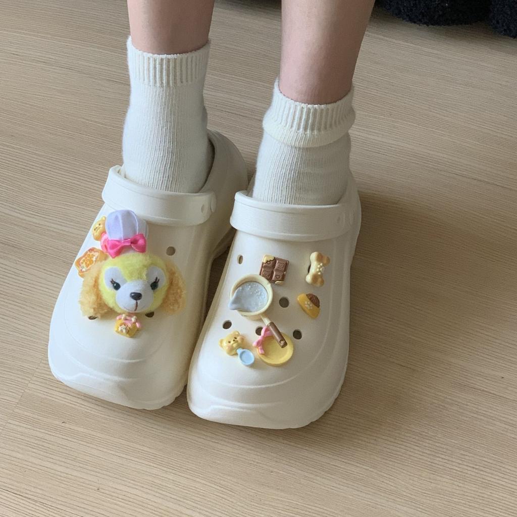 Cute cake hole shoes female cartoon wear 5.0cm height increase beach sandals non-slip slippers