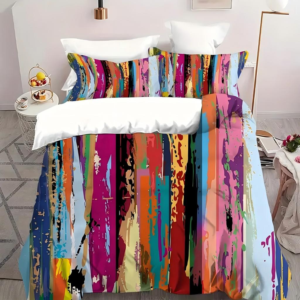 Color Splatter Pattern 3D Printed Duvet Cover Set Fashion Abstract Art Luxury Style Quilt Cover Set Soft Comfortable Bedding Set