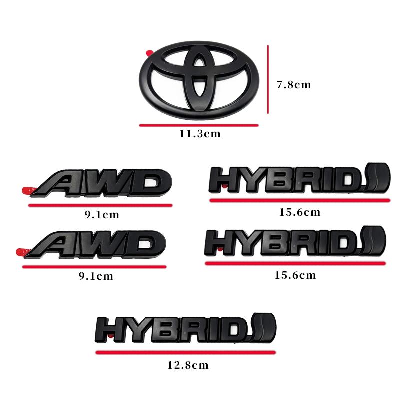 8 pièces de recouvrements ABS pour Toyota RAV4 XLE AWD 2019-2023, noir mat mélangé, pour emblèmes de capot - accessoires auto