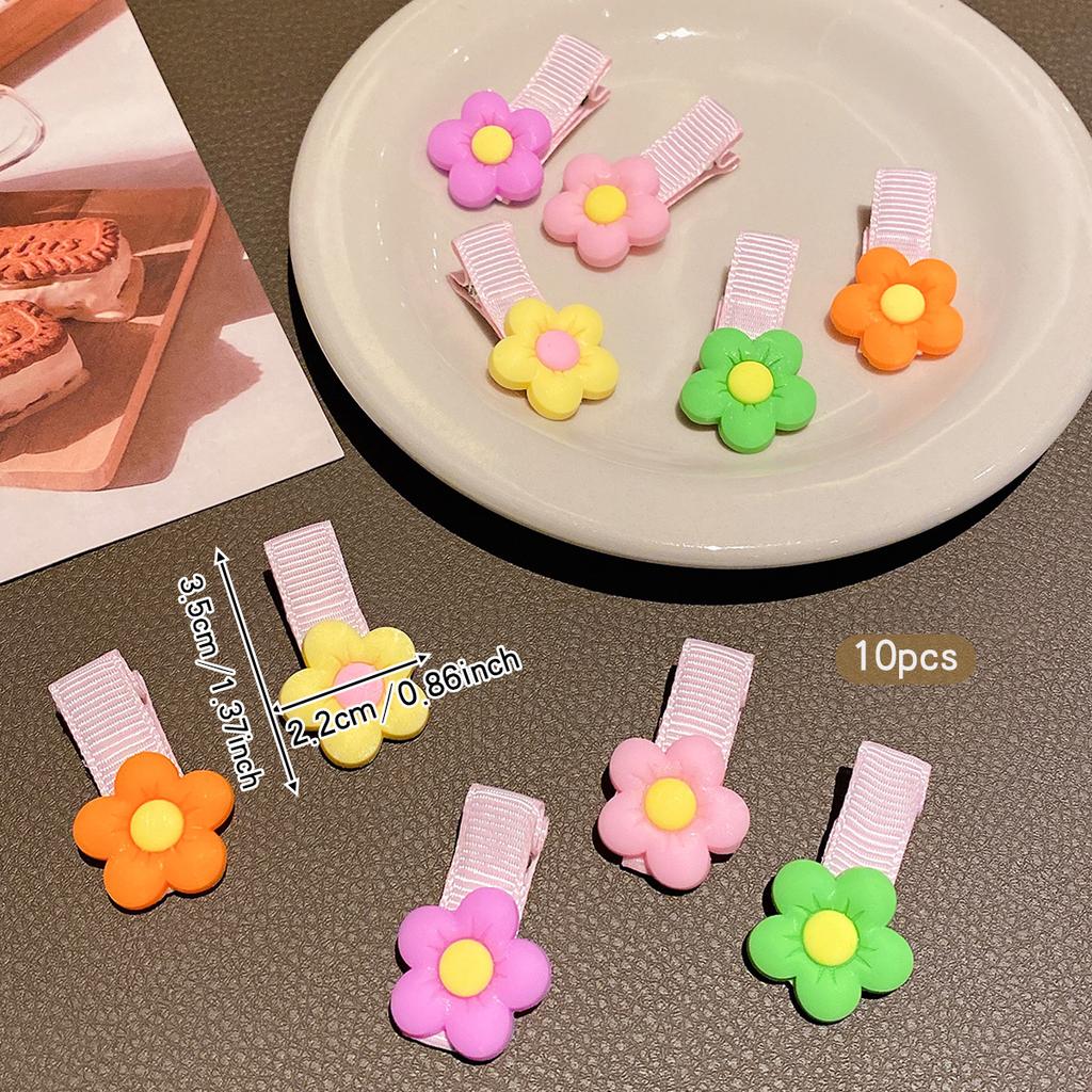 10 Flower Hair Clips with Sweet and Stylish Colors, Randomly Arranged for Daily Use As Hair Accessories