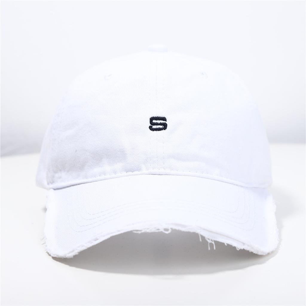 Men's Korean Version of The Korean Embroidery S-shaped Ripped Soft Top Baseball Hat Trendy Baseball Cap European and American Street Hip-hop Hat