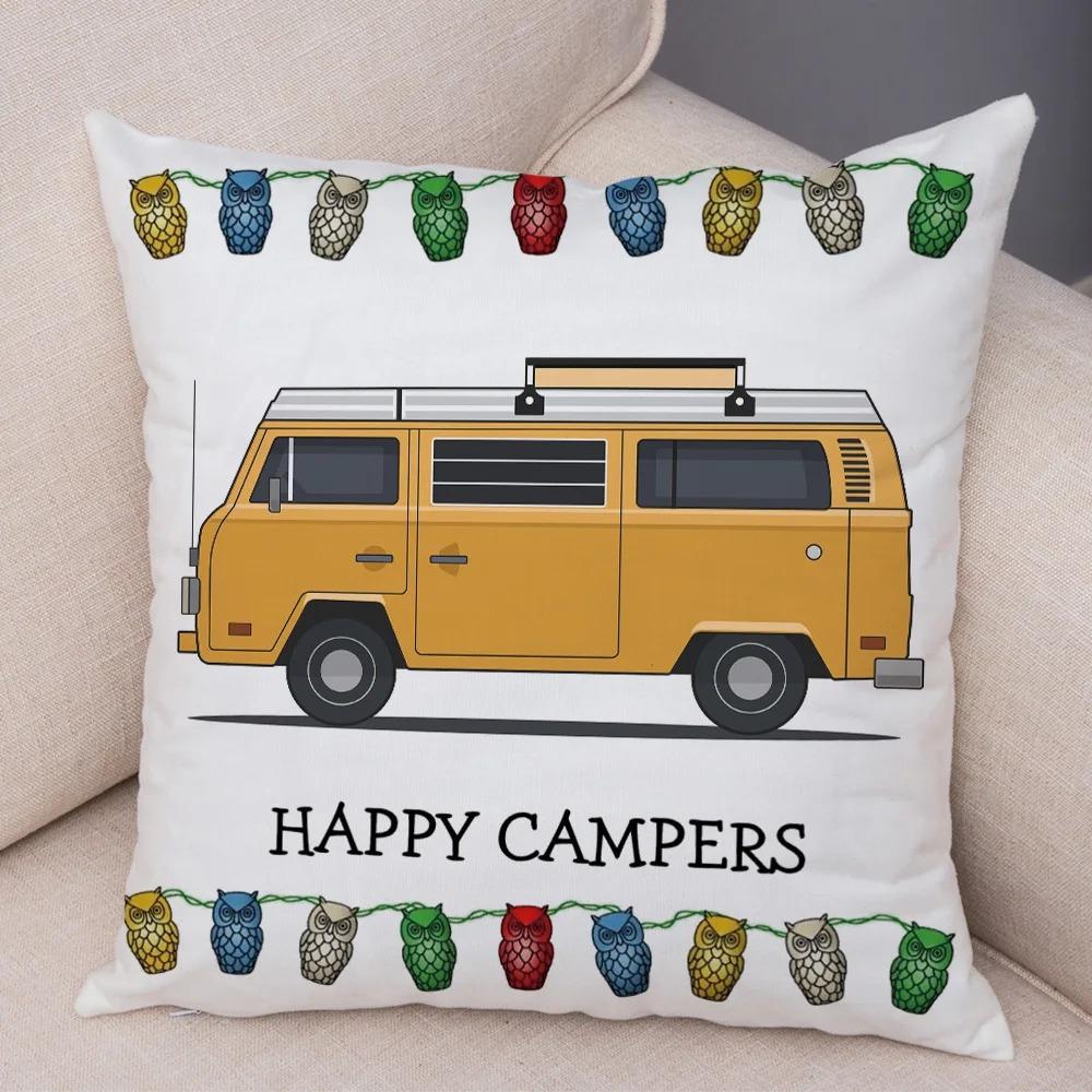 Cartoon Haus Reiseauto Wohnmobil Serie Kissenbezug Kissenbezug Dekoration Leben Zuhause Kissenbezug geeignet für Sofa Schlafzimmer Zimmer