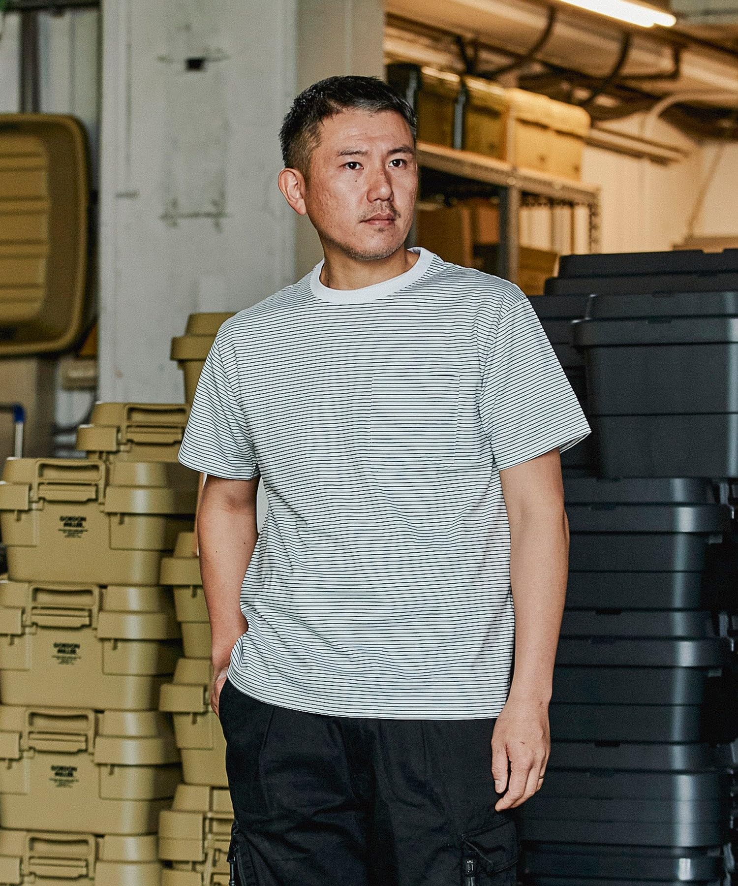 

GORDON MILLER Men s Short Sleeve Striped Pocket T-Shirt, Size XL, White/Black, 1750817