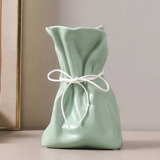 Money Bag Shape Vase for Flower Arrangement Small Resin Decorative Flower Vase for Wedding Dinning Bookshelf Home Office Decor