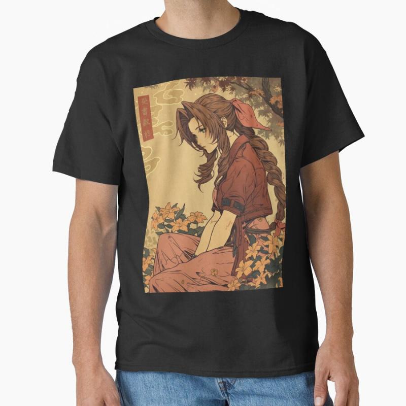 Traditional Aerith gainsborough Final fantasy cloud strife jrpg video game T Shirt for men large size Adult tops S6XL S