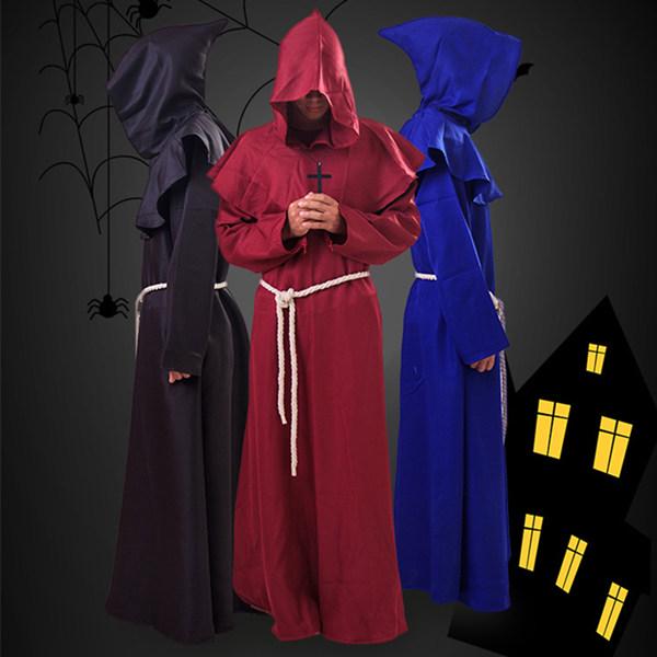 Red Monk Mens Adult Religious Halloween Friar Costume Robe
