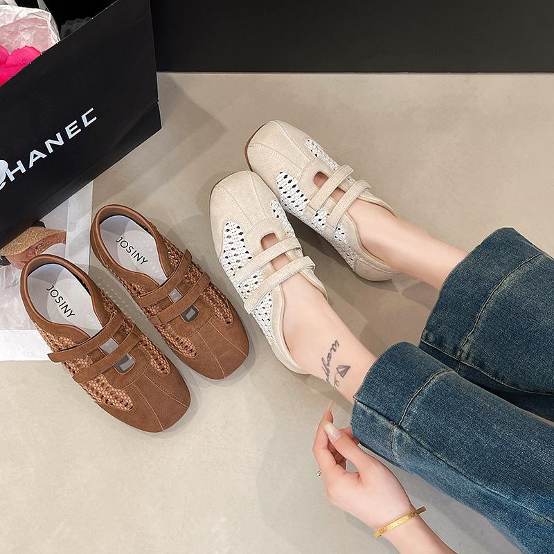 Mesh shoes 2025 soft sole hollow breathable new summer retro sandals German training shoes women's woven versatile casual shoes