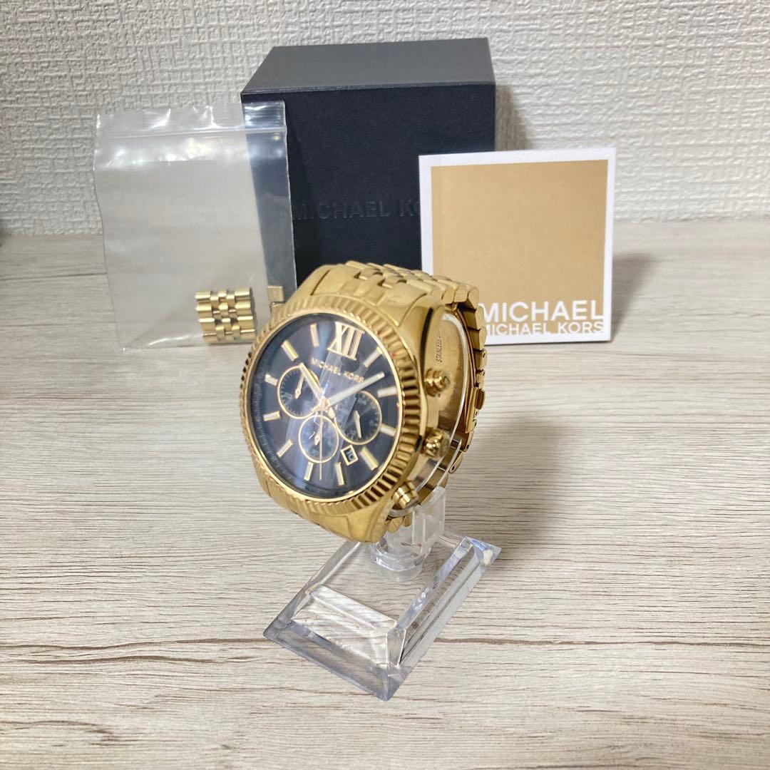Used Michael Kors Watch MK8286 Men s Quartz Black Gold Chronograph