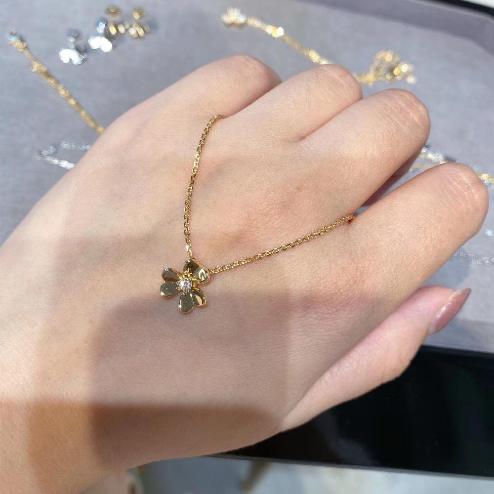 18k Rose Gold Diamond Clover Necklace & Three-Leaf Clover Earrings Set