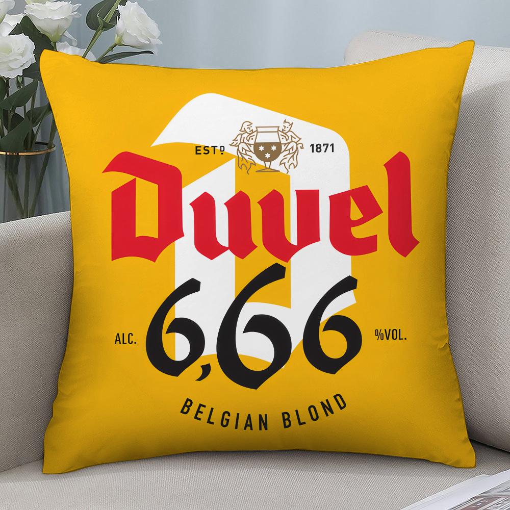 D-Duvel Beer Design Pillow Case Short Plush Pillow Covers Sofa Decorative Gift Home Double-sided Printing Cushion Cover