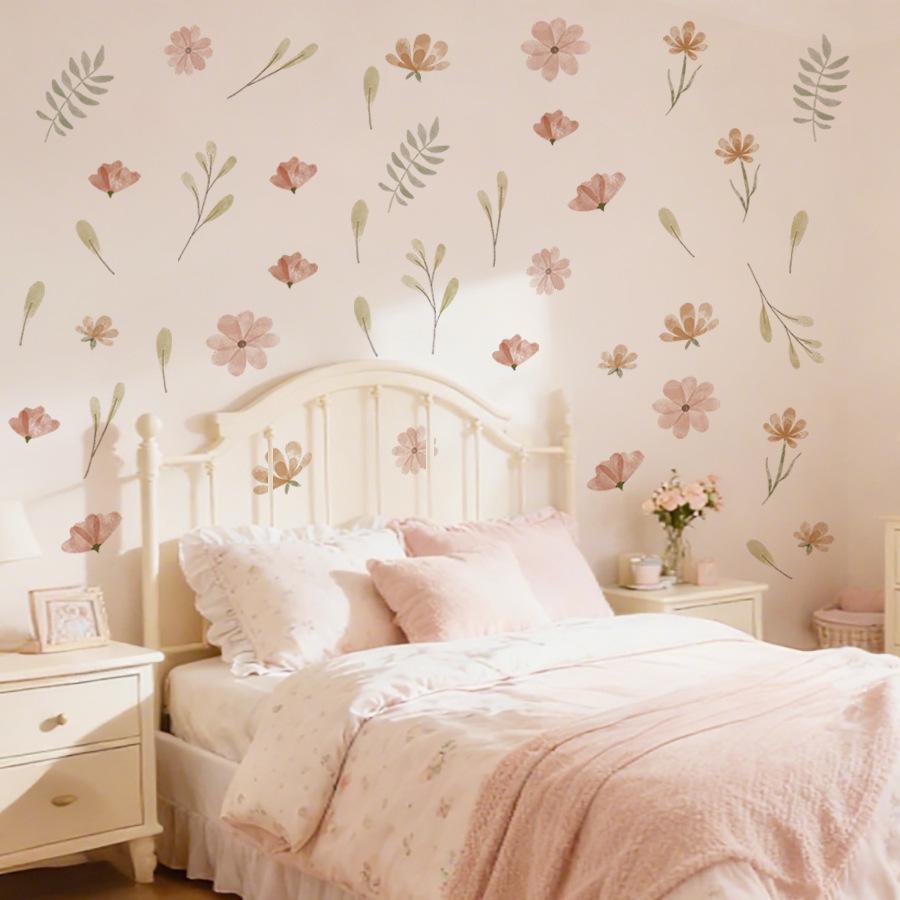 Boho Style Flowers Children’s Wall Stickers Girls Room Nursery Wall Art Decals for Living Room Bedroom Kids Room Home Decoration
