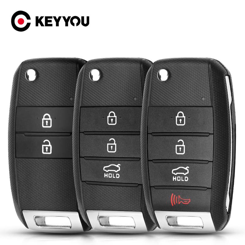 KEYYOU Flip Remote Car Key Shell For Kia Carens Ceed Rio Sportage Optima Sorento Cerato Soul Forte Seltos 2/3/4BNT Fob Housing
