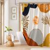Boho Mid Century Shower Curtain, Modern Colorful Orange Aesthetic Cute Funky Bathroom Decor, Abstract Plant Arch Sun Shower