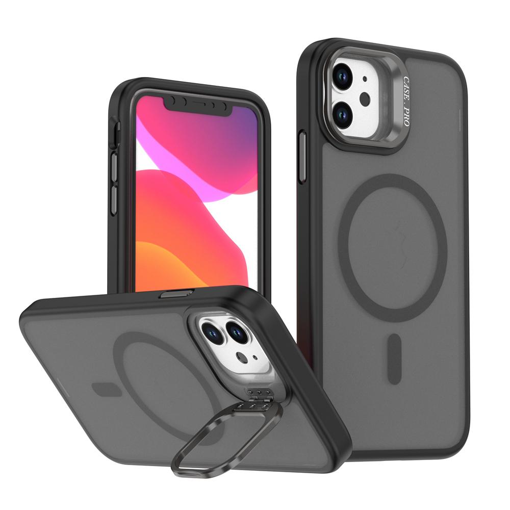 KEYSION Linsenständer Magnetische Handyhülle für MagSafe für iPhone 11 12 Pro Max 11 Pro Matt Durchscheinend Stoßfeste Rückseite