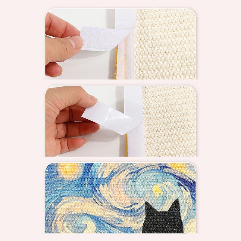 Tiragraffi da Parete Resistente Bordi Cuciti Tessuto Morbido Per Spazio Gioco Artigliamento Interno Design Salvaspazio Per Gatto