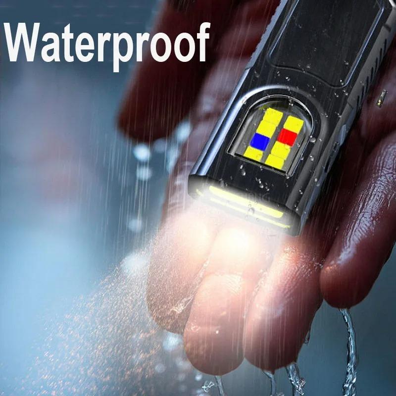 Multifunktionale LED-Taschenlampe Schlüsselanhänger Wiederaufladbare Mini-Taschenlampe mit COB-Arbeitslicht Schlüsselanhänger-Taschenlampe Camping Wandern Taschenlampe