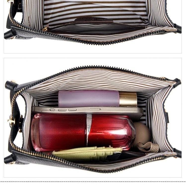 Lychee pattern metal lock small square bag crossbody shoulder bag