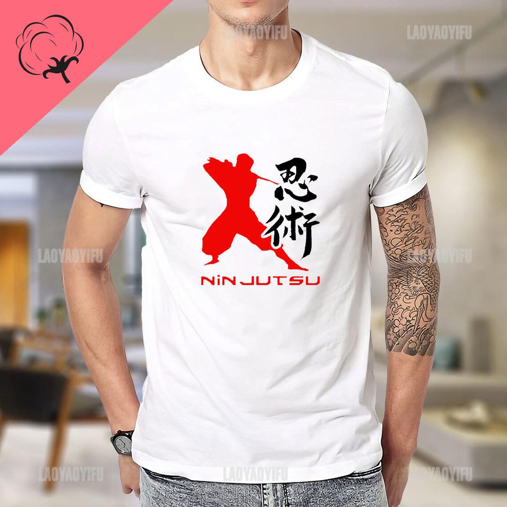 Ninja Japanese Kanji Script Calligraphy Shinobi Ninjutsu TShirt Cotton Woman T Shirt Black T Shirt Man Mens Tall T Shirts