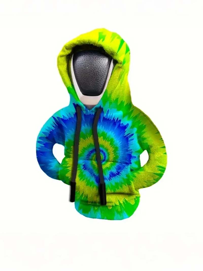

Vibrant Tie-Dye Gear Shift Hoodie Cover - Suitable for Car Interiors, Colorful Car Accessories & Decorations зелёный
