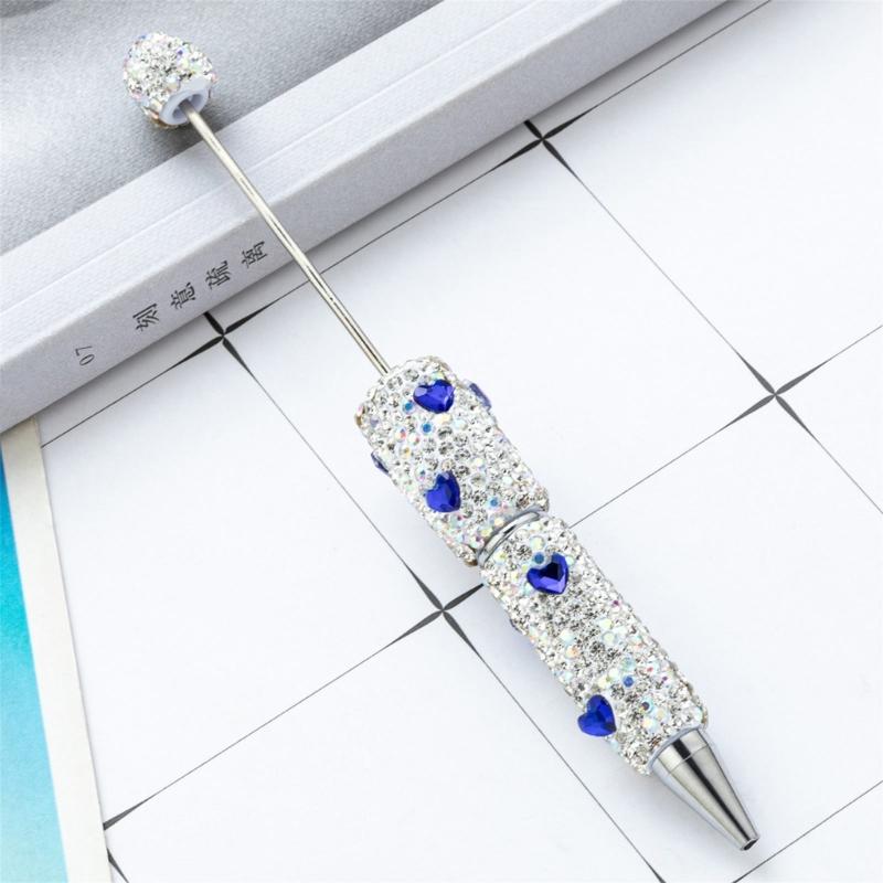 6pcs Rhinestones Fancy Pen Ballpoint Pen Smooth Writing Pen 1.0mm Glittering Beadable Pen Stationery Pen for School