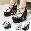 Sandals For Women Wedge 11 Half Fashion Sexy Summer High Heels Women Shoes High Heel Rhinestone Transparent Zapatos Mujer