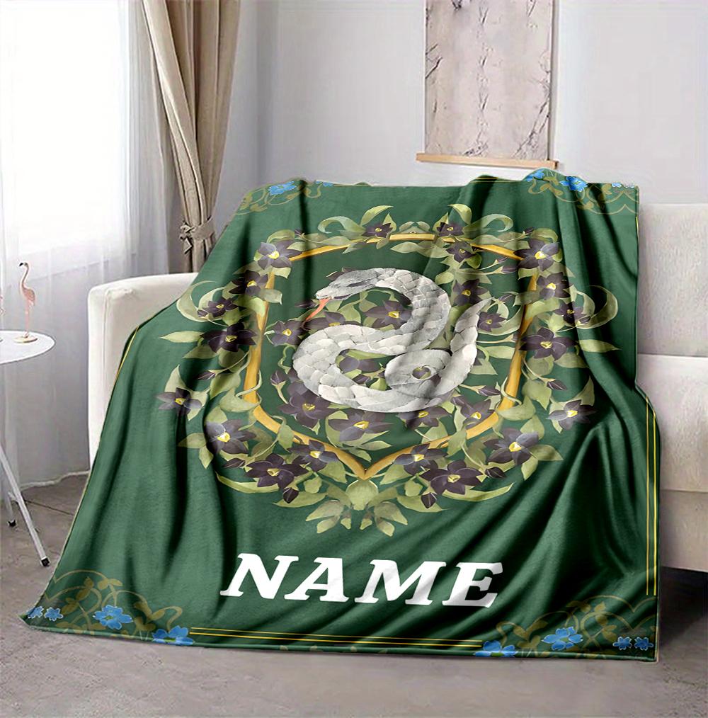 Custom Name Floral Fantasy Flannel Blanket Throw Blanket Soft Warm Sofa Bed Home Decor Unique Gift