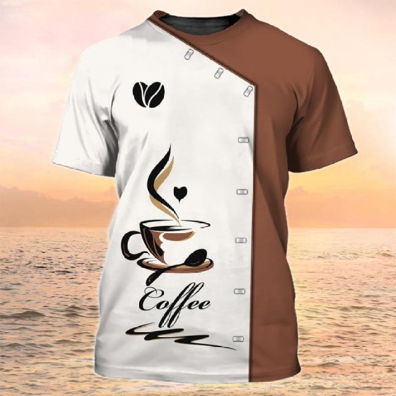 Barista Style Make Coffee 3D Print Summer Men's Round Neck T-shirt Casual Short Sleeve Oversized Pullover Fashion Men Clothing