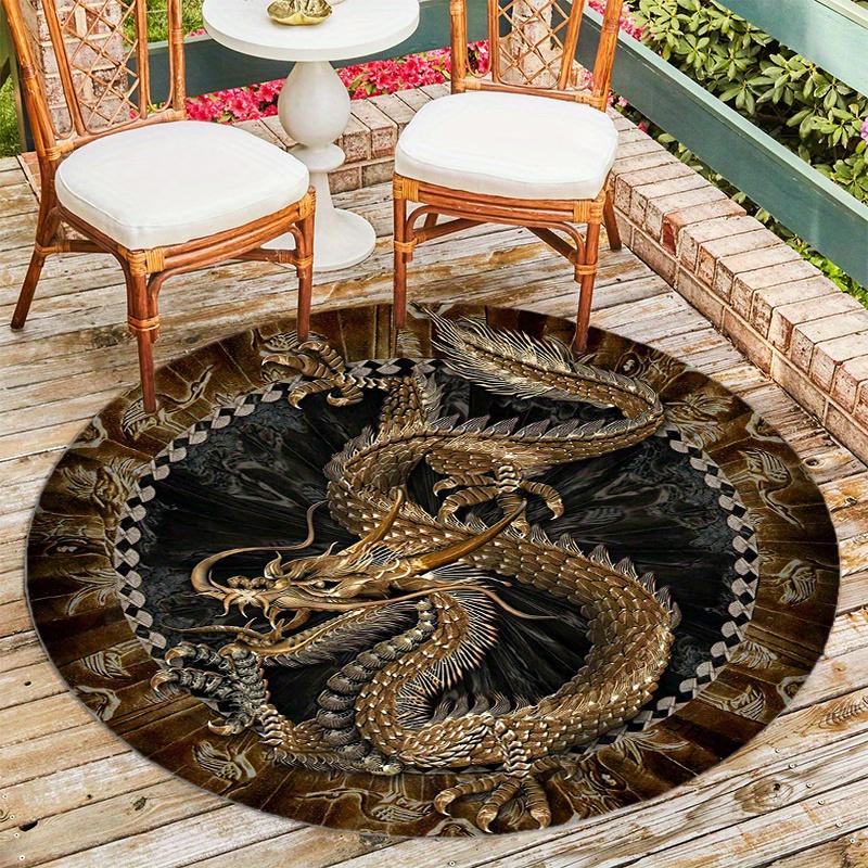 S Moon Dragon Round Rug Nonslip Area Rug Office Chair Mat Carpet For Living Room Bedroom Home Decor