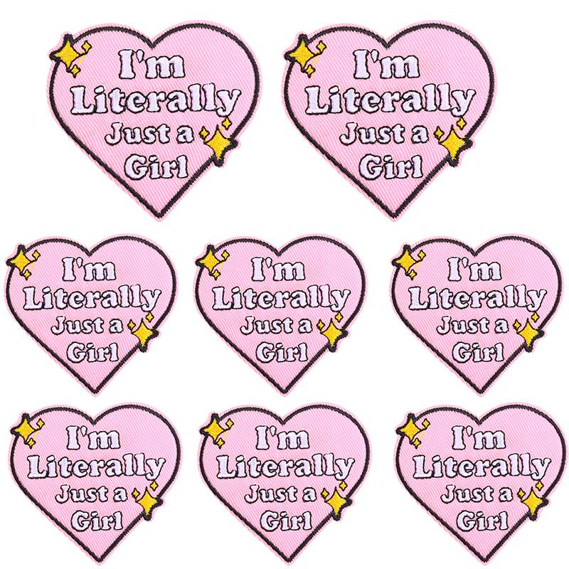 5pcs Cartoon Patch Letter Slogan Embroidery Patch Iron On Patches For Clothing Thermoadhesive Patches For Clothes Jeans Sew Diy