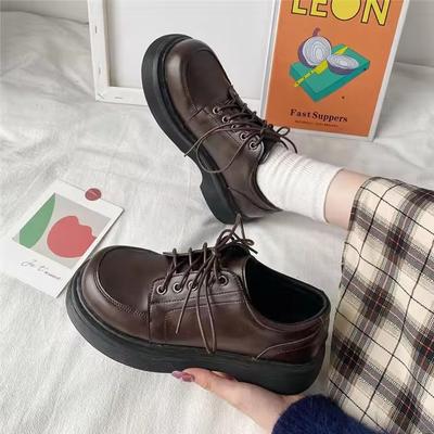 Autumn Women's Retro Casual Thick-soled Leather Shoes