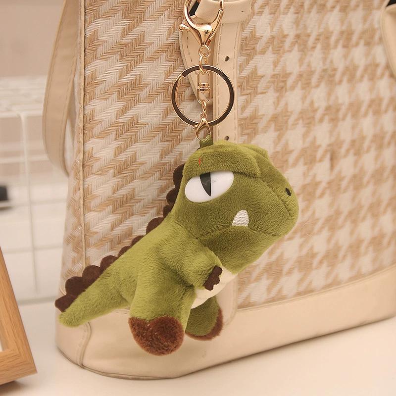 

1pcs Cute Cartoon Dinosaur Plush Toy Keychain Backpack Keychain Mini T-Rex Plush Keychain Birthday Wedding Party Kids Toys Gift зелений