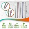 Reble Long Silicone Cooking Chopsticks with Spoon - 12 Inches 3 Color Set, Eco-Friendly, Heat-Resistant, Non-Slip, Non-Scratch, Japanese Asian