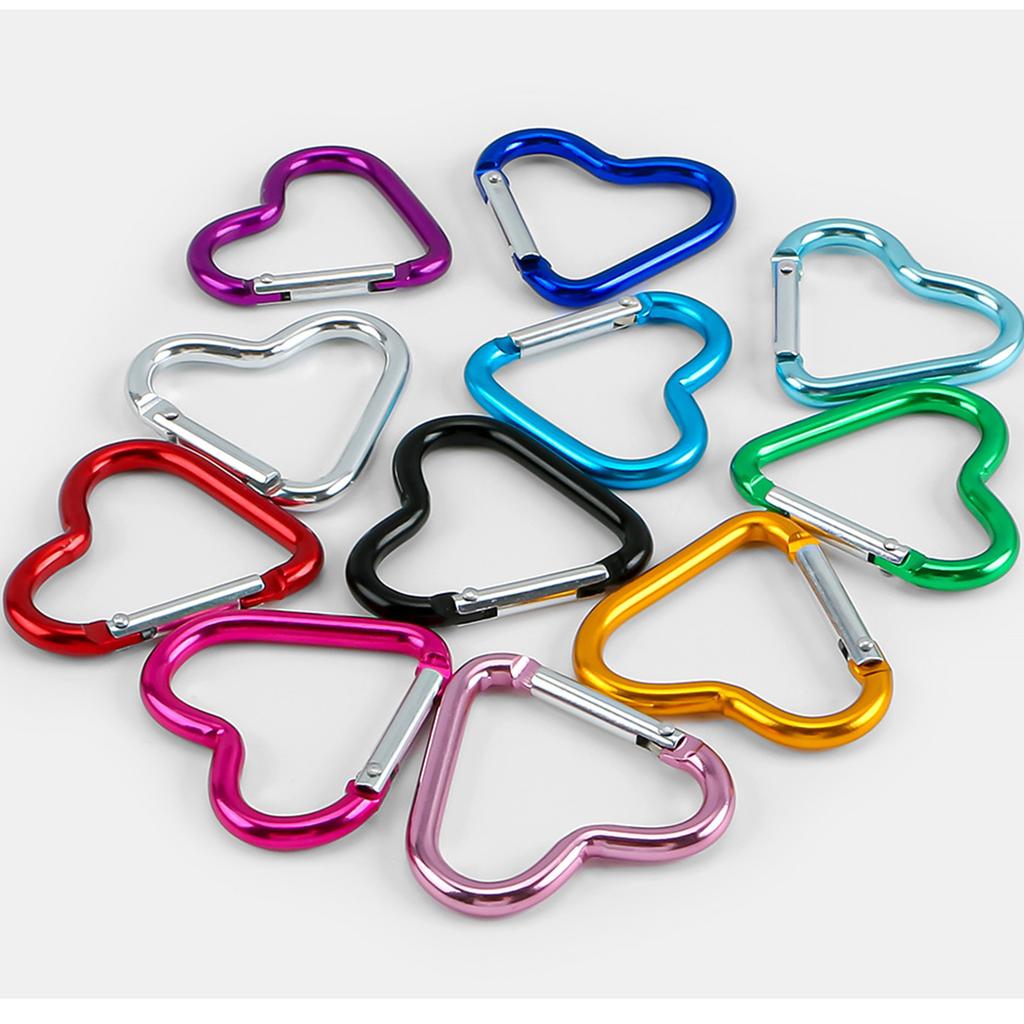10 Stück Modischer Herzform Federkarabiner Schlüsselanhänger Zubehör Tragbar für Wandern und Rucksackreisen Schlüsselhalter